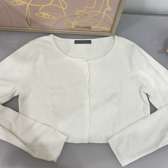 Brandy Melville ribbed white button down - Picture 2 of 5